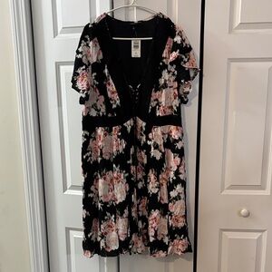 Torrid Black and Pink Floral Midi Dress